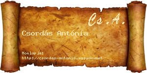 Csordás Antónia névjegykártya